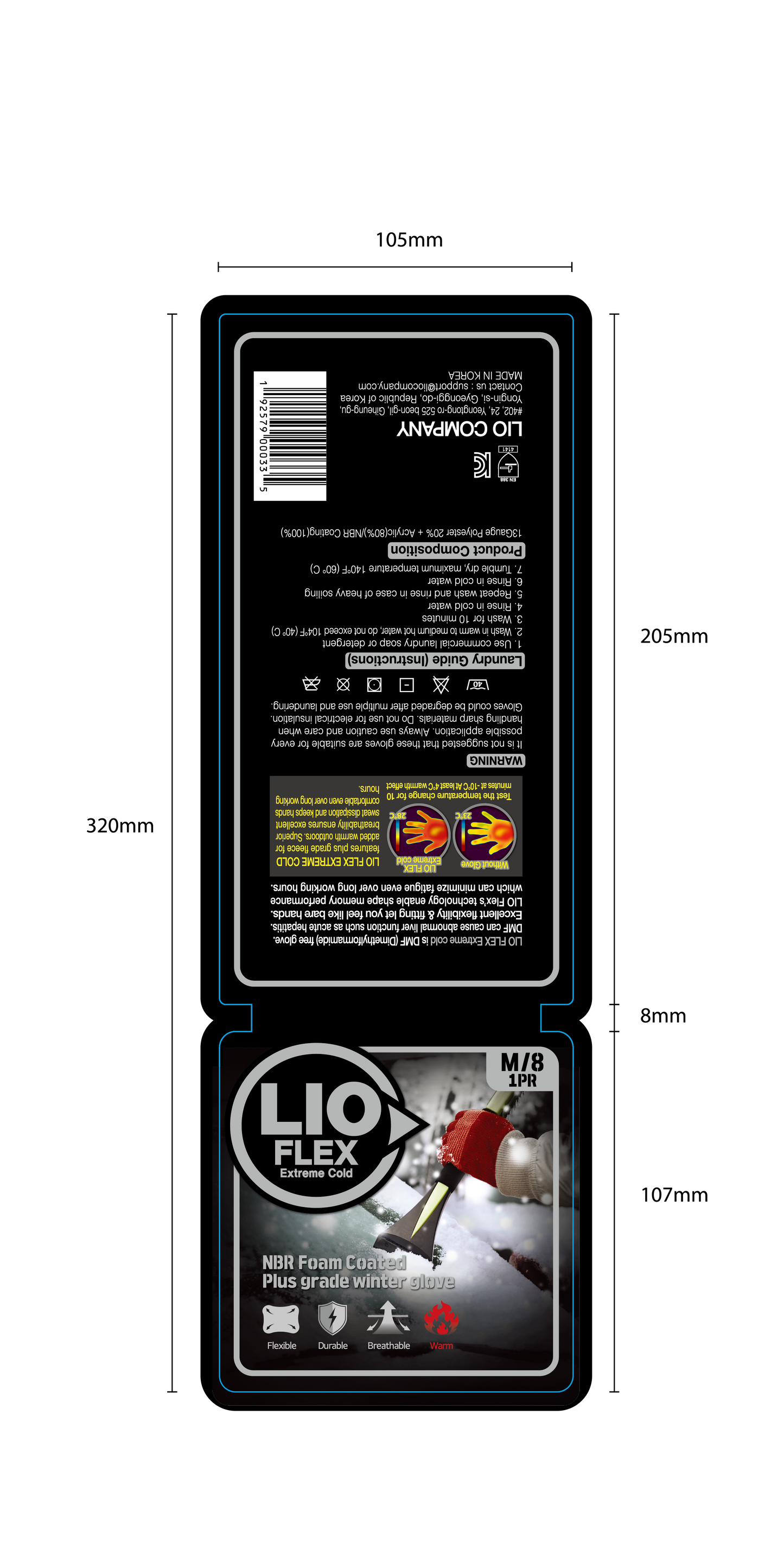 LIO FLEX Extreme Cold Weather Winter Fleece NBR Foam Coated Work Gloves