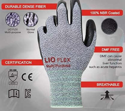 LIO FLEX Multi Purpose NBR Foam Coated Work Gloves
